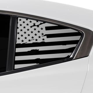 Buy distressed-black Quarter Window American Flag Vinyl Decal Stickers Fits Mazda 3 Sedan 2019-2024