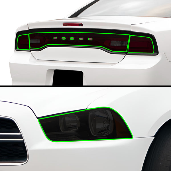 Full Headlight Taillight Precut Smoked PPF Tint Kit Film Overlay Fits Dodge Charger 2011-2014