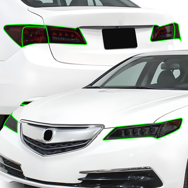 Full Headlight Taillight Precut Smoked PPF Tint Kit Film Overlay Fits Acura TLX 2015 - 2020 - Bogar Tech Designs
