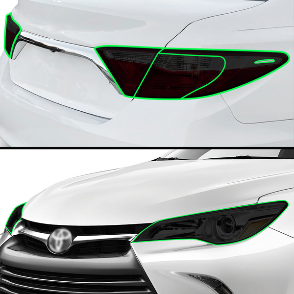 Full Headlight Taillight Precut Smoked PPF Tint Kit Film Overlay Fits Toyota Camry 2015-2017