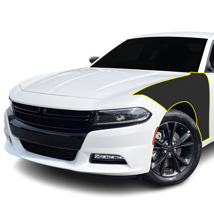 Fits Dodge Charger 2015 - 2023 Precut Premium Gloss Black Carbon Fiber Fender Paint Protection Film PPF Decal Film Kit - Bogar Tech Designs