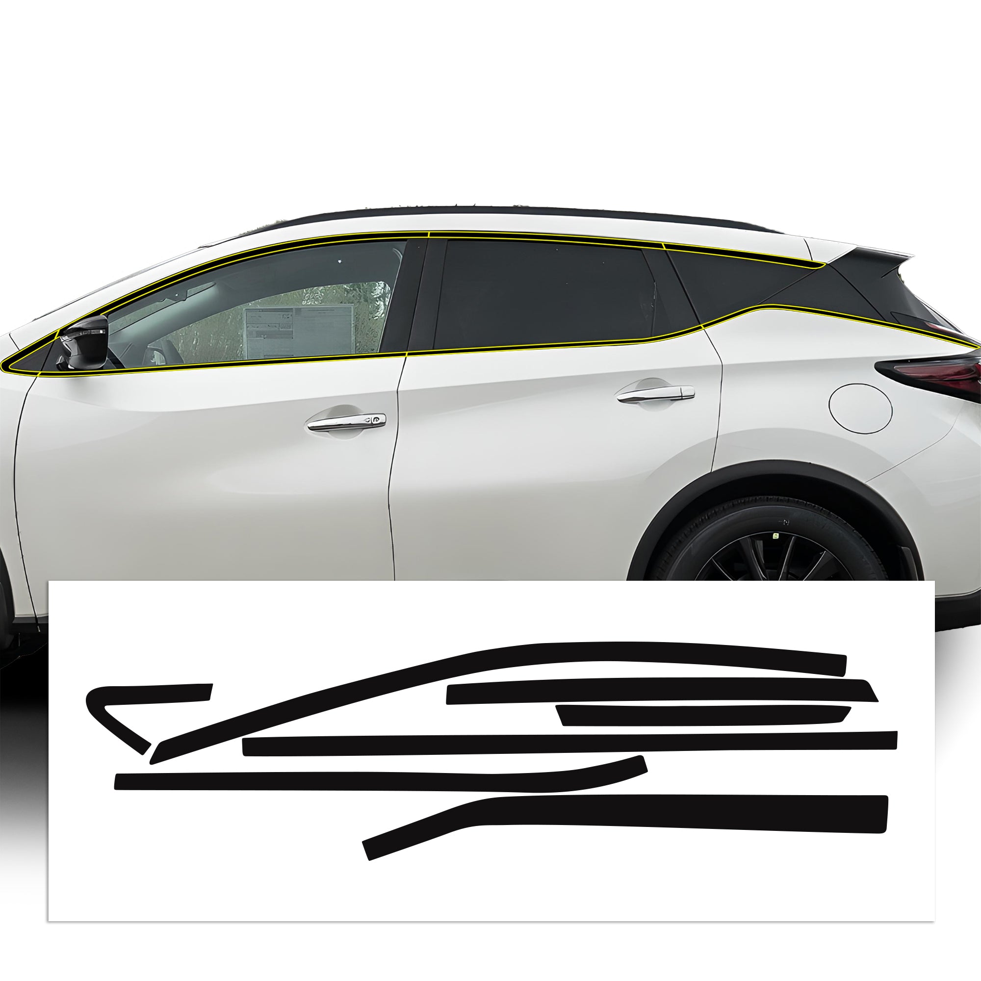 Vinyl Chrome Delete Grille Side Window Rear Blackout Decal Stickers Overlay Film Fits Nissan Murano - Bogar Tech Designs