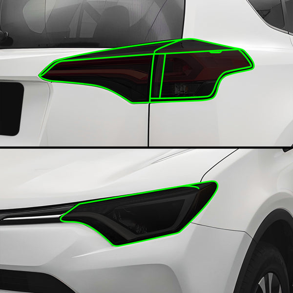 Full Headlight Taillight Precut Smoked PPF Tint Kit Film Overlay Fits Toyota Rav4 2016-2018