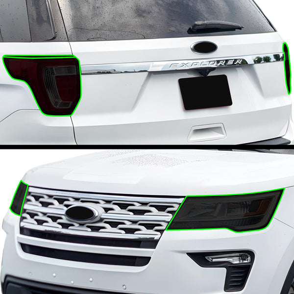 Ford Explorer 2016–2019 Dark Smoke Headlight & Taillight Tint Kit – Precut Vinyl Lens Overlays