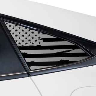 Buy distressed-black Quarter Window American Flag Vinyl Decal Stickers Fits Honda Civic 2016-2021