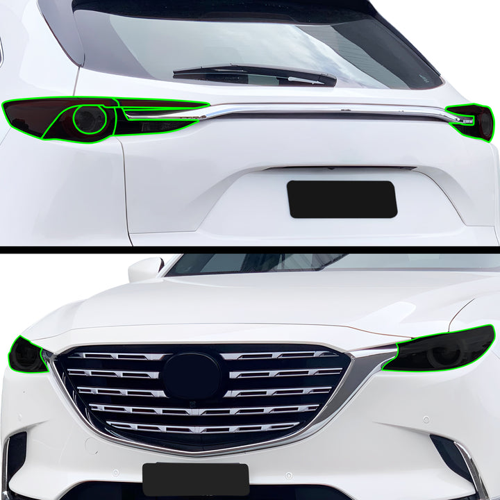 Full Headlight Taillight Precut Smoked PPF Tint Kit Film Overlay Fits Mazda CX - 9 2016 - 2023 - Bogar Tech Designs