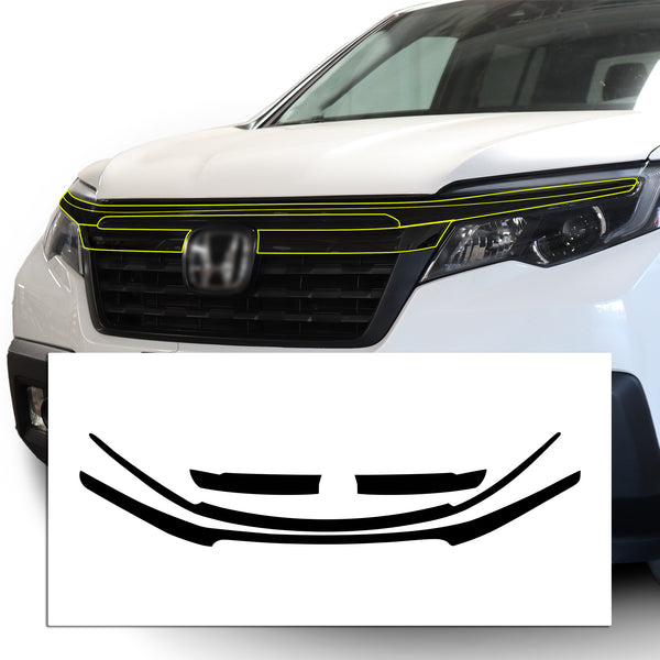 Vinyl Chrome Delete Grille Side Window Rear Blackout Decal Stickers Overlay Film Fits Honda Ridgeline