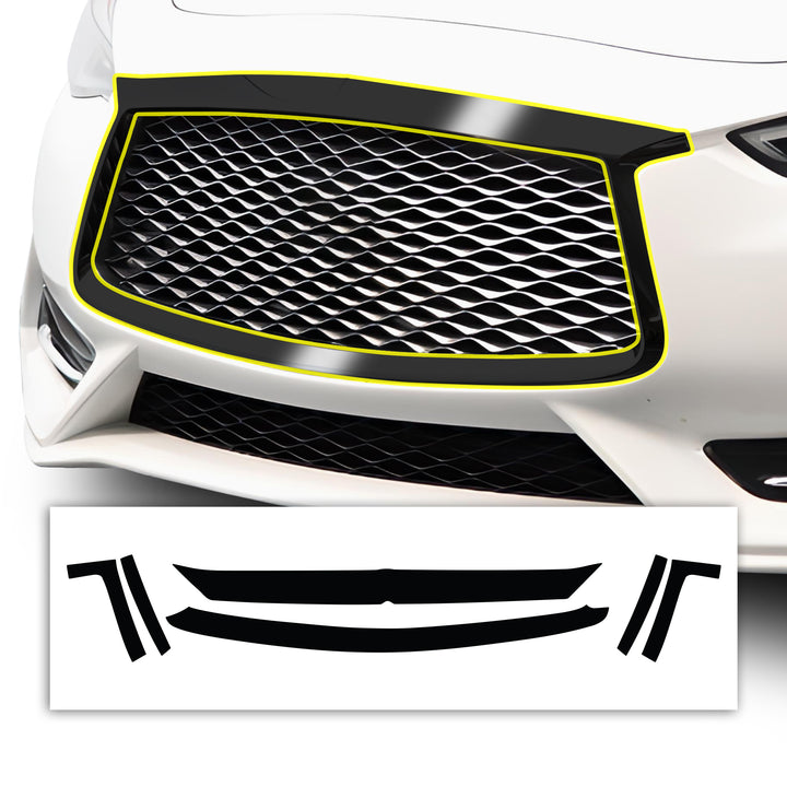 Vinyl Chrome Delete Grille Window Blackout Decal Stickers Overlay Film Fits Infiniti Q60 2017 - 2022 - Bogar Tech Designs