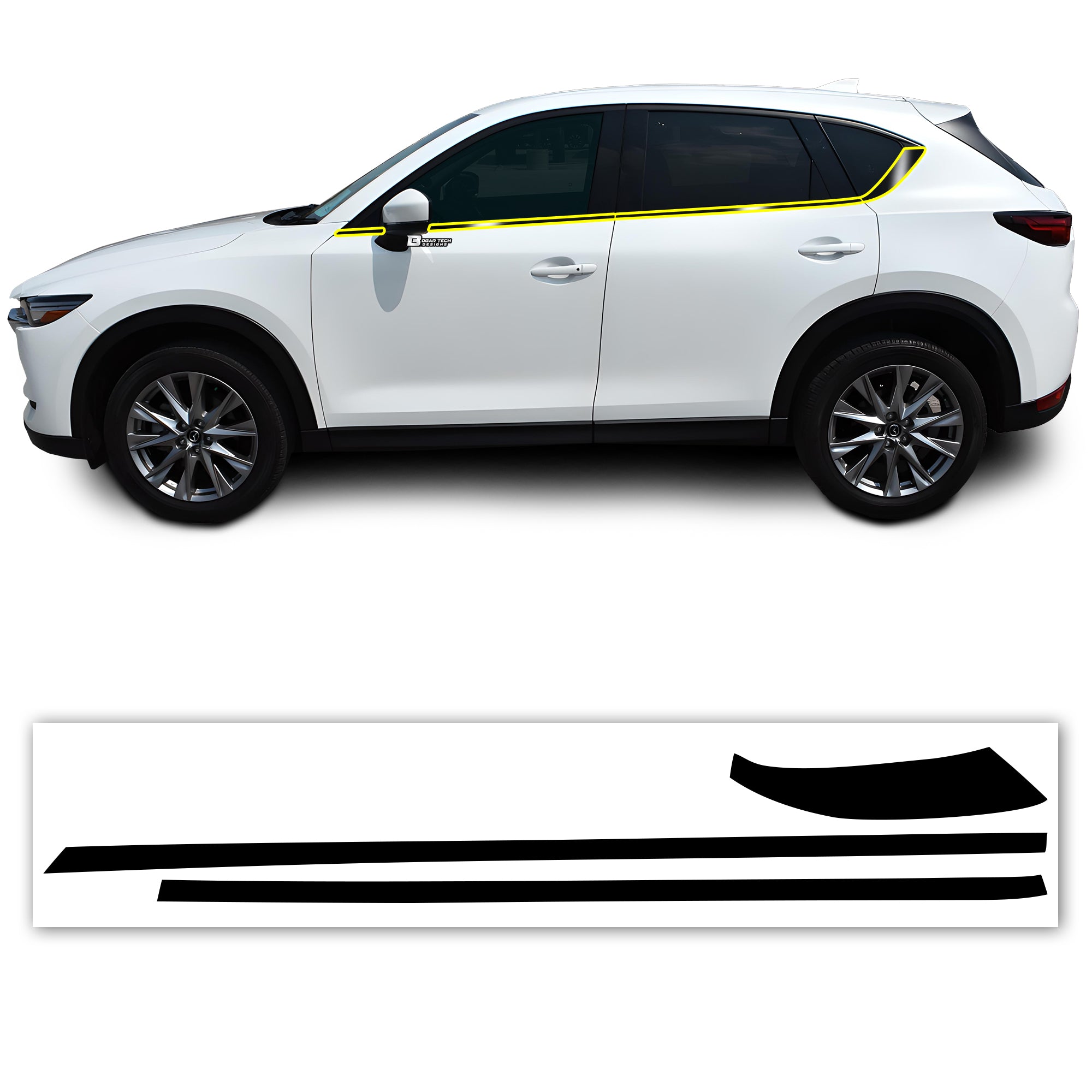 Window Grille Bumper Vinyl Chrome Delete Trim Blackout Decal Stickers Overlay Film Fits Mazda CX - 5 2017 - 2025 - Bogar Tech Designs