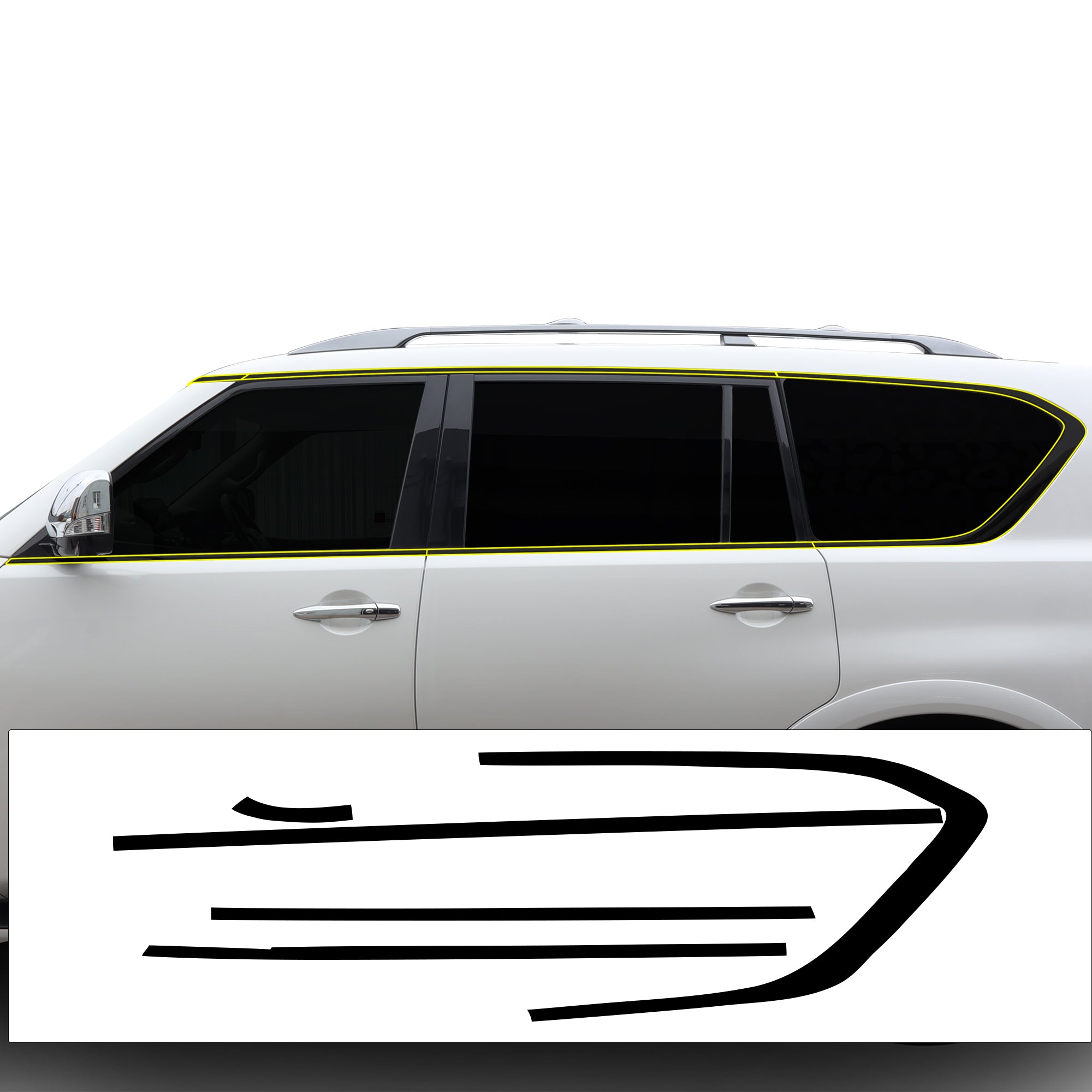 Vinyl Chrome Delete Grille Side Window Rear Blackout Decal Stickers Overlay Film Fits Nissan Armada 2017 - 2024 - Bogar Tech Designs
