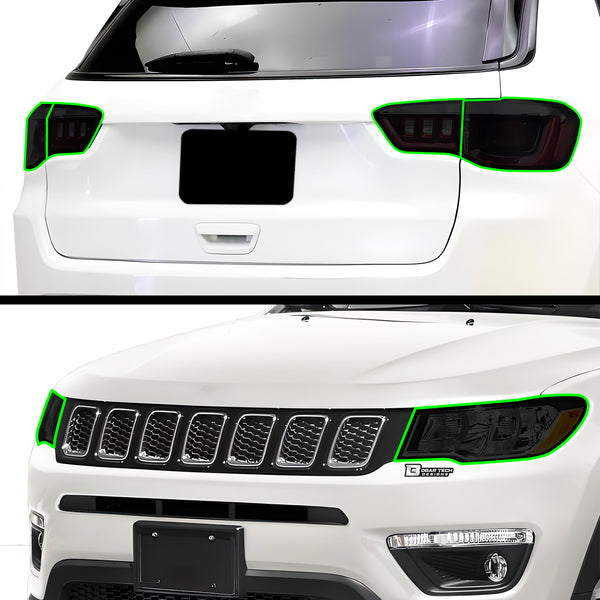 Jeep Compass 2018–2026 Dark Smoke Headlight & Taillight Tint Kit – Precut Vinyl Lens Overlays