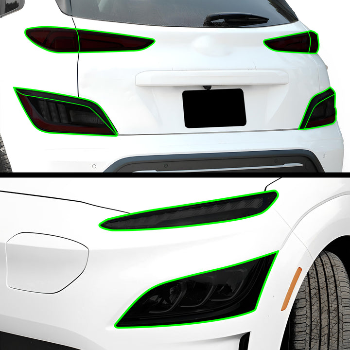Full Headlight Taillight Precut Smoked PPF Tint Kit Film Overlay Fits Hyundai Kona Electric 2022 - 2023 - Bogar Tech Designs