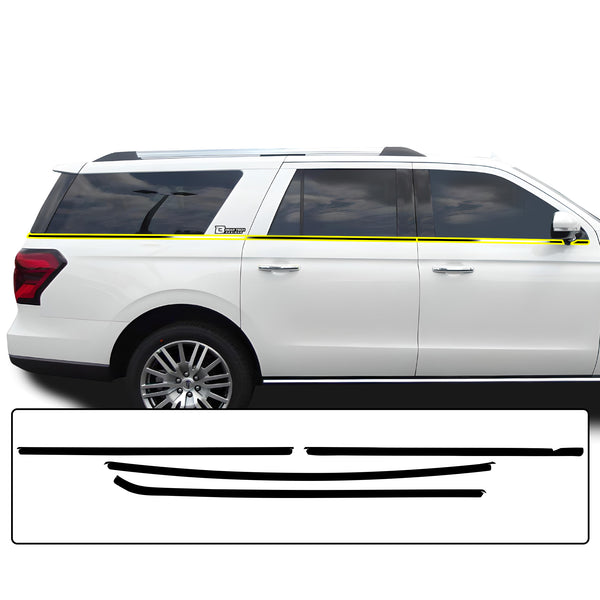 Vinyl Chrome Delete Grille Rear Bumper Side Wheel Blackout Decal Stickers Cover Overlay Fits Ford Expedition Max 2022-2024
