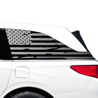 Buy distressed-black Quarter Window American Flag Vinyl Decal Stickers Fits Honda Odyssey 2018-2024