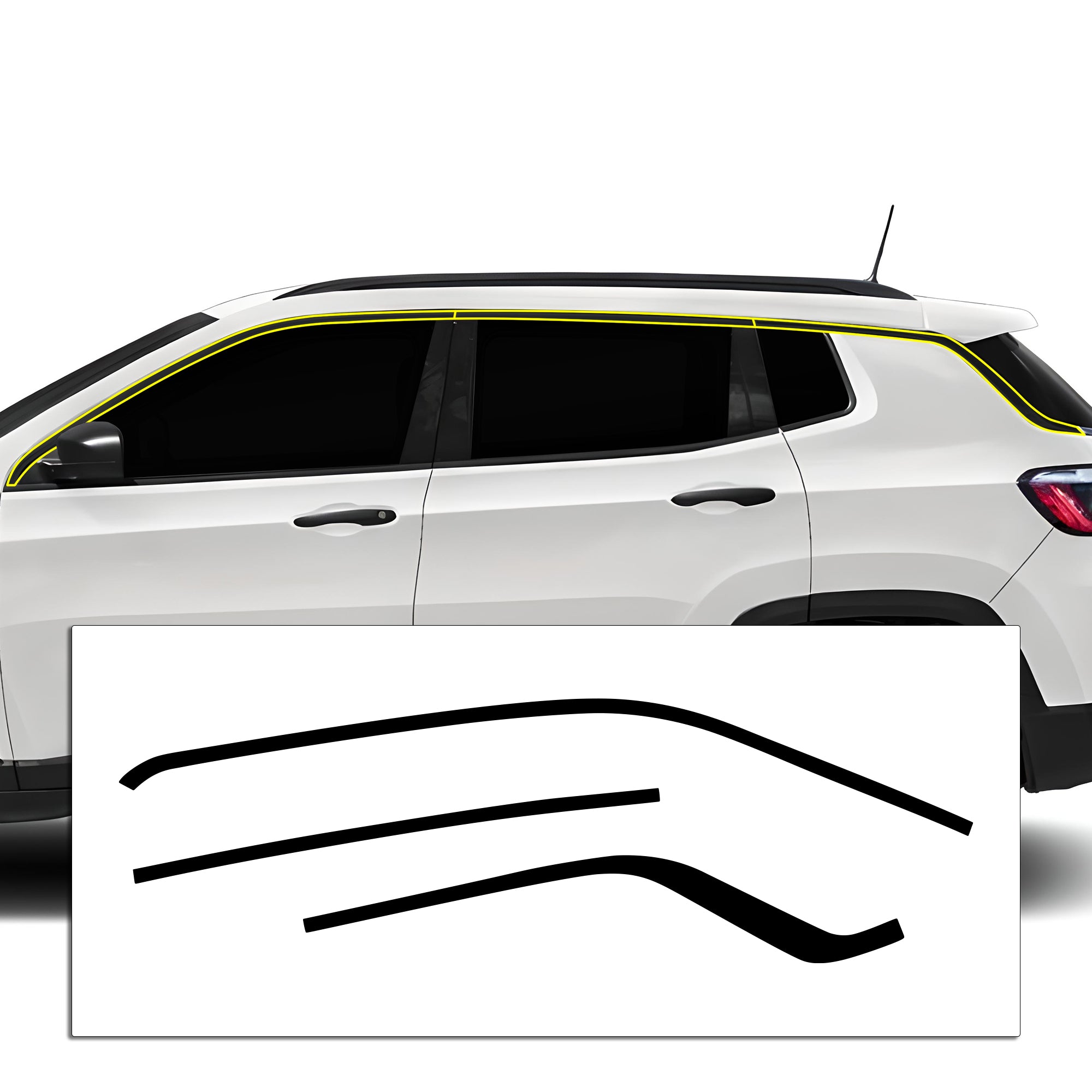 Vinyl Chrome Delete Grille Side Window Rear Blackout Decal Stickers Overlay Film Fits Jeep Compass 2018 - 2025 - Bogar Tech Designs