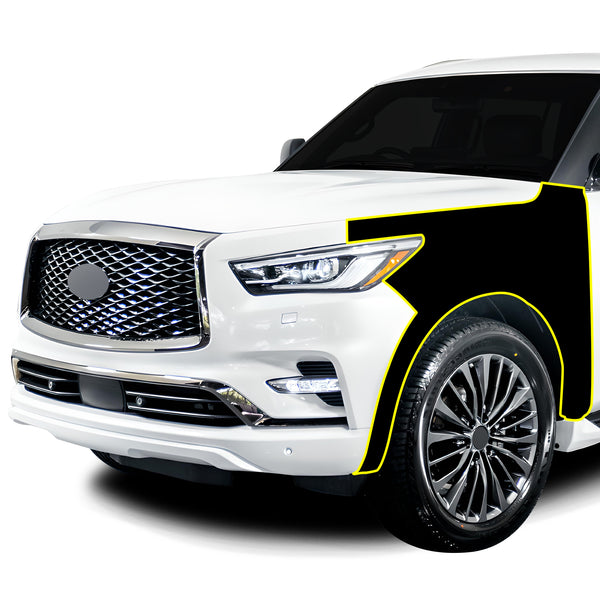 Fits Infiniti QX80 2018+ Precut Premium Gloss Black Carbon Fiber Fender Paint Protection Film PPF Decal Film Kit Cover