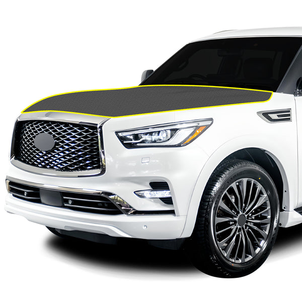 Fits Infiniti QX80 2018+ Precut Premium Gloss Black Carbon Fiber Hood Paint Protection Film PPF Decal Film Kit Cover