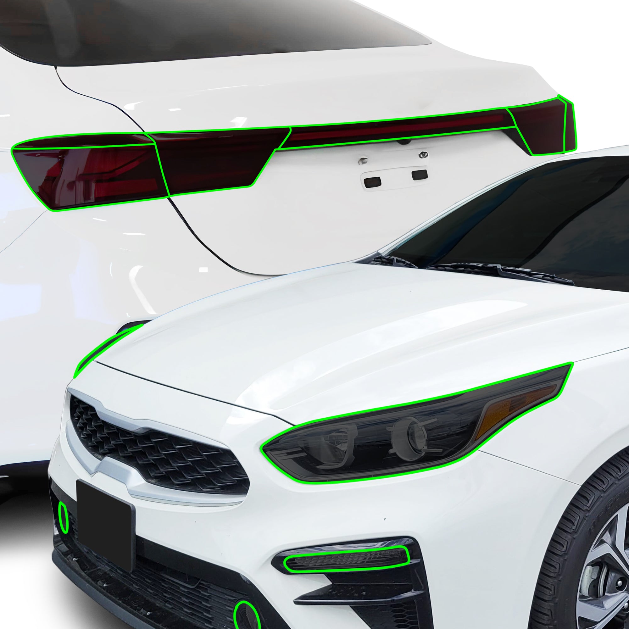 Full Headlight Taillight Precut Smoked PPF Tint Kit Film Overlay Fits Kia Forte 2019 - 2021 - Bogar Tech Designs