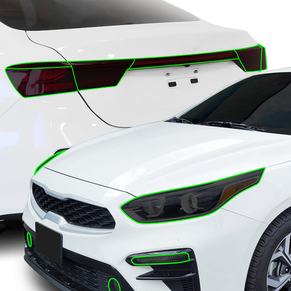 Full Headlight Taillight Precut Smoked PPF Tint Kit Film Overlay Fits Kia Forte 2019-2021