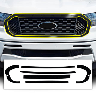 Vinyl Chrome Delete Grille Blackout Decal Stickers Overlay Film Fits Ford Ranger 2019-2023