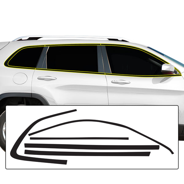 Vinyl Chrome Delete Front Side Window Trim Rear Bumper Blackout Decal Stickers Overlay Film Fits Jeep Cherokee