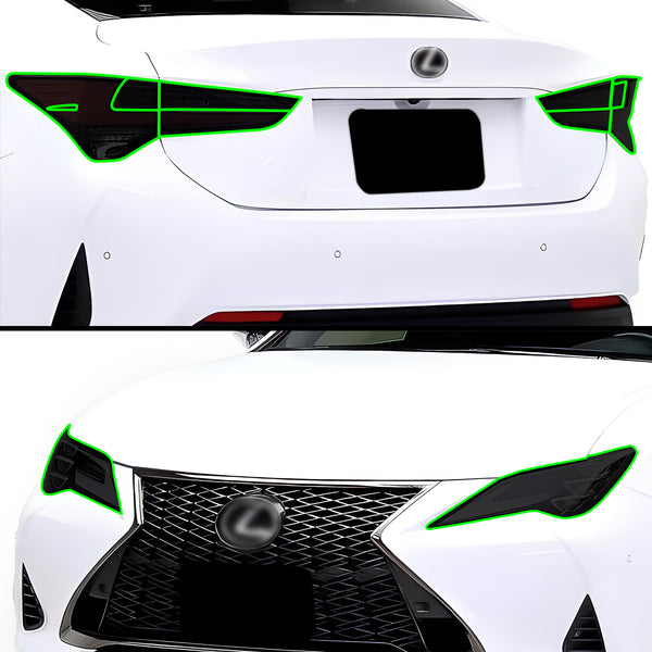 Full Headlight Taillight Precut Smoked PPF Tint Kit Film Overlay Fits Lexus RC 2019-2023