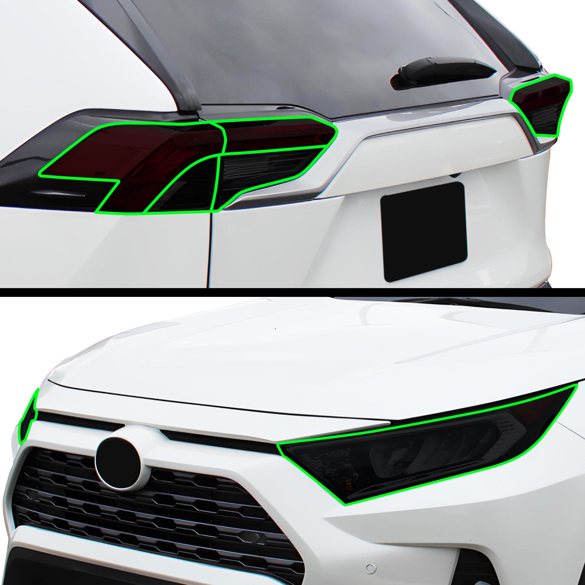 Tinted Taillight Third Brake Reflector Headlight Reverse Light Overlay Tint Film Fits Toyota Rav4 2019 - 2025 - Bogar Tech Designs