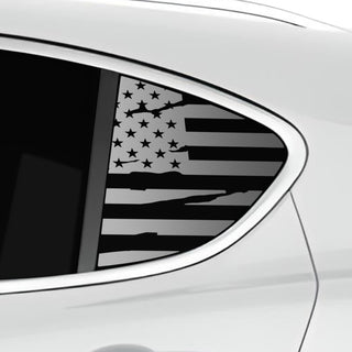 Buy distressed-black Quarter Window American Flag Vinyl Decal Stickers Fits Alfa Romeo Stelvio 2019-2024