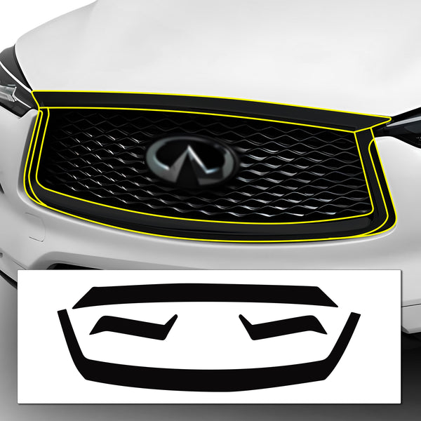 Vinyl Chrome Delete Grille Side Window Rear Blackout Decal Stickers Overlay Film Fits Infiniti QX50 2019-2024