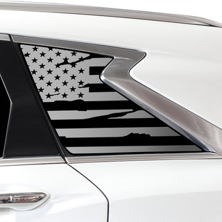 Buy distressed-black Quarter Window American Flag Vinyl Decal Stickers Fits Infiniti QX50 2019-2024