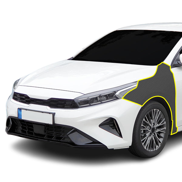 Fits KIA Forte 2019-2024 Precut Premium Gloss Black Carbon Fiber Fender Paint Protection Film PPF Decal Film Kit Coverage