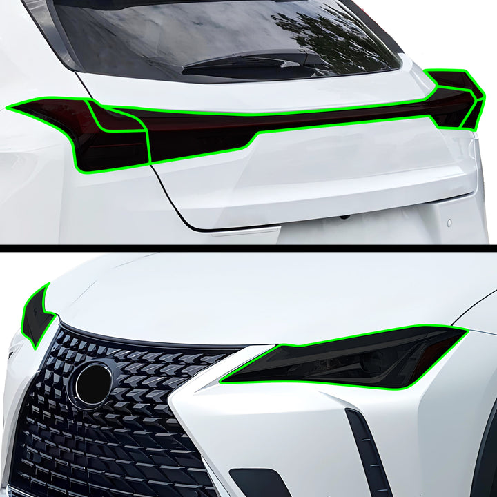 Full Headlight Taillight Precut Smoked PPF Tint Kit Film Overlay Fits Lexus UX 2019 - 2025 - Bogar Tech Designs