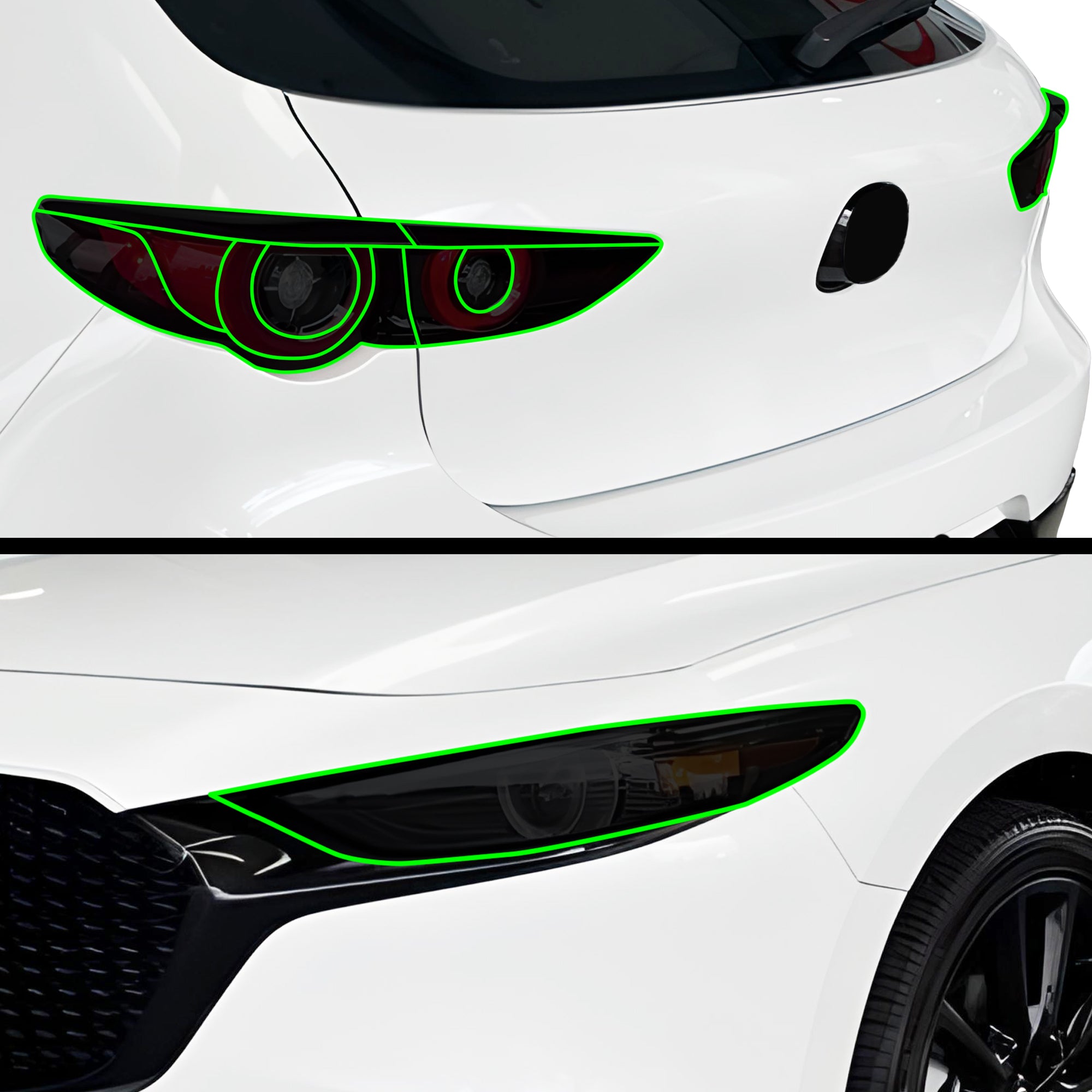 Full Headlight Taillight Precut Smoked PPF Tint Kit Film Overlay Fits Mazda 3 2019 - 2025 - Bogar Tech Designs