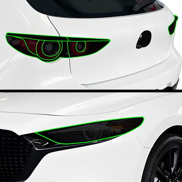 Full Headlight Taillight Precut Smoked PPF Tint Kit Film Overlay Fits Mazda 3 2019 - 2025 - Bogar Tech Designs
