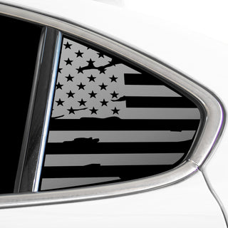 Buy distressed-black Quarter Window American Flag Vinyl Decal Stickers Fits Alfa Romeo Giulia 2016 - 2023