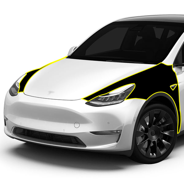 Fits Tesla Model Y 2020+ Precut Premium Gloss Black Carbon Fiber Fender Paint Protection Film PPF Decal Film Kit Cover