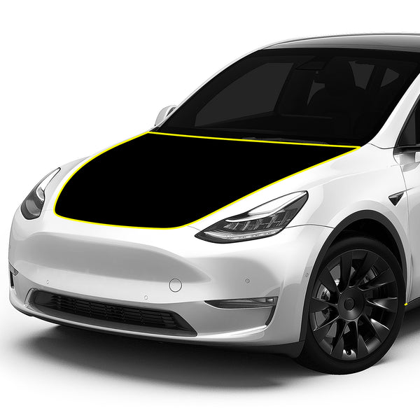 Fits Tesla Model Y 2020+ Precut Premium Gloss Black Carbon Fiber Hood Paint Protection Film PPF Decal Film Kit Cover