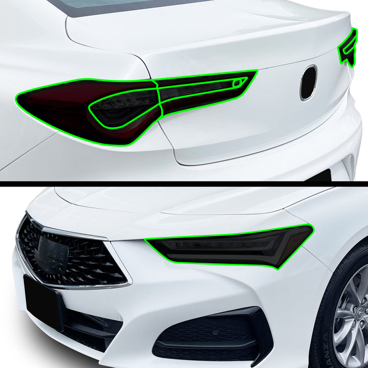 Fits Acura TLX 2021 - 2025 Full Headlight Taillight Precut Smoked PPF Tint Kit Overlay Film - Bogar Tech Designs