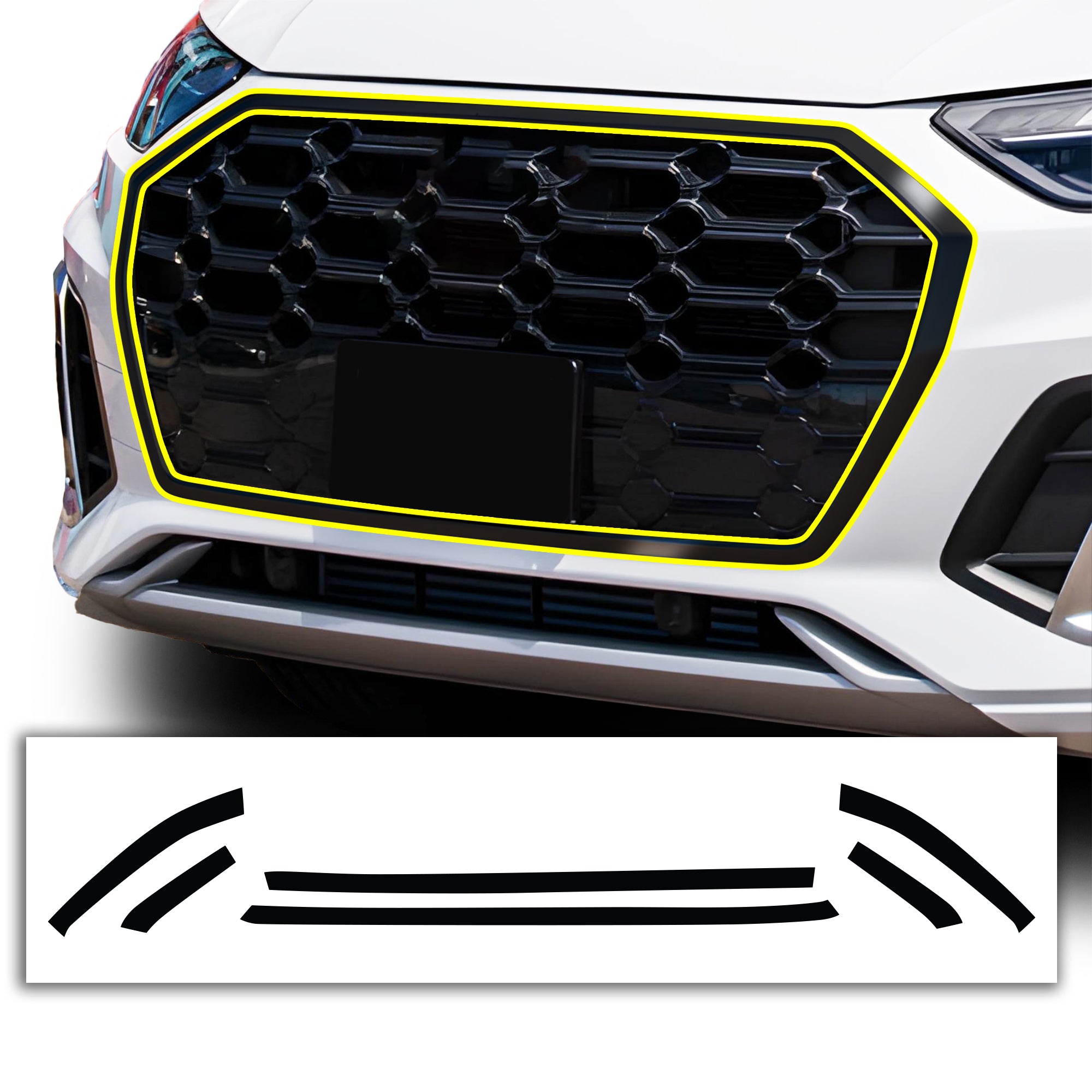 Vinyl Chrome Delete Grille Side Window Rear Blackout Decal Stickers Overlay Film Fits Audi Q5 - Bogar Tech Designs