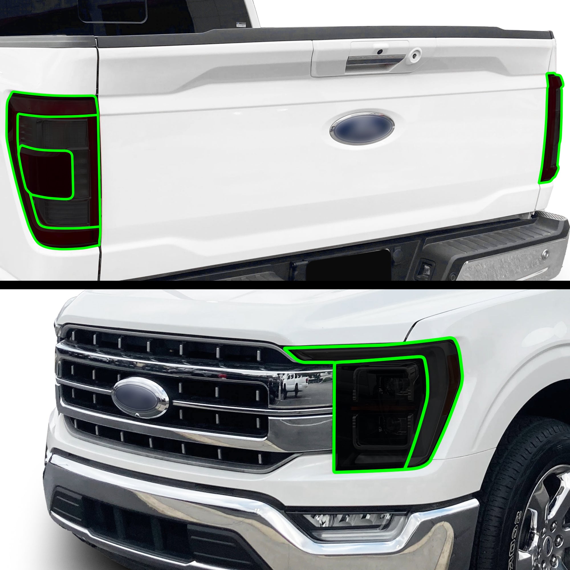 Full Headlight Taillight Precut Smoked PPF Tint Kit Film Overlay Fits FORD F - 150 F150 2021 - 2023 - Bogar Tech Designs