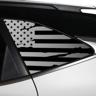 Buy distressed-black Quarter Window American Flag Vinyl Decal Stickers Fits Kia Seltos 2021-2024