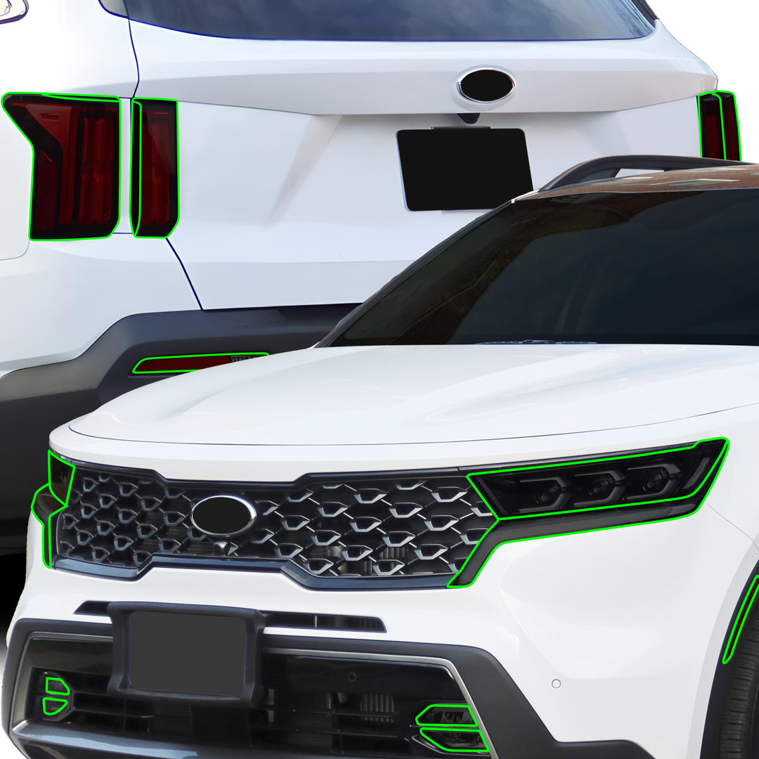 KIA Sorento 2021–2023 Dark Smoke Headlight & Taillight Tint Kit – Precut Vinyl Lens Overlays Front PPF Kit (CLEAR)