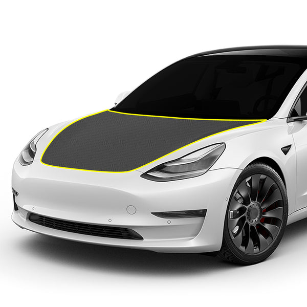 Fits Tesla Model 3 2017-2023 Precut Premium Gloss Black Carbon Fiber Hood Paint Protection Film PPF Decal Film Kit Cover