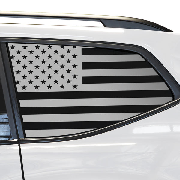 American Flag Quarter Window Decal for Volkswagen Atlas 2018-2026 – Precut Matte Black Vinyl