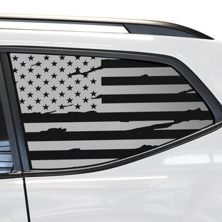 Buy distressed-black Quarter Window American Flag Vinyl Decal Stickers Fits Volkswagen Atlas 2018-2024