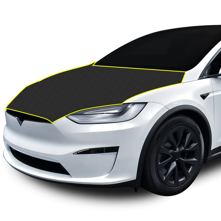 Fits Tesla Model X 2021 - 2024 Precut Premium Gloss Black Carbon Fiber Hood Paint Protection Film PPF Decal Film Kit - Bogar Tech Designs