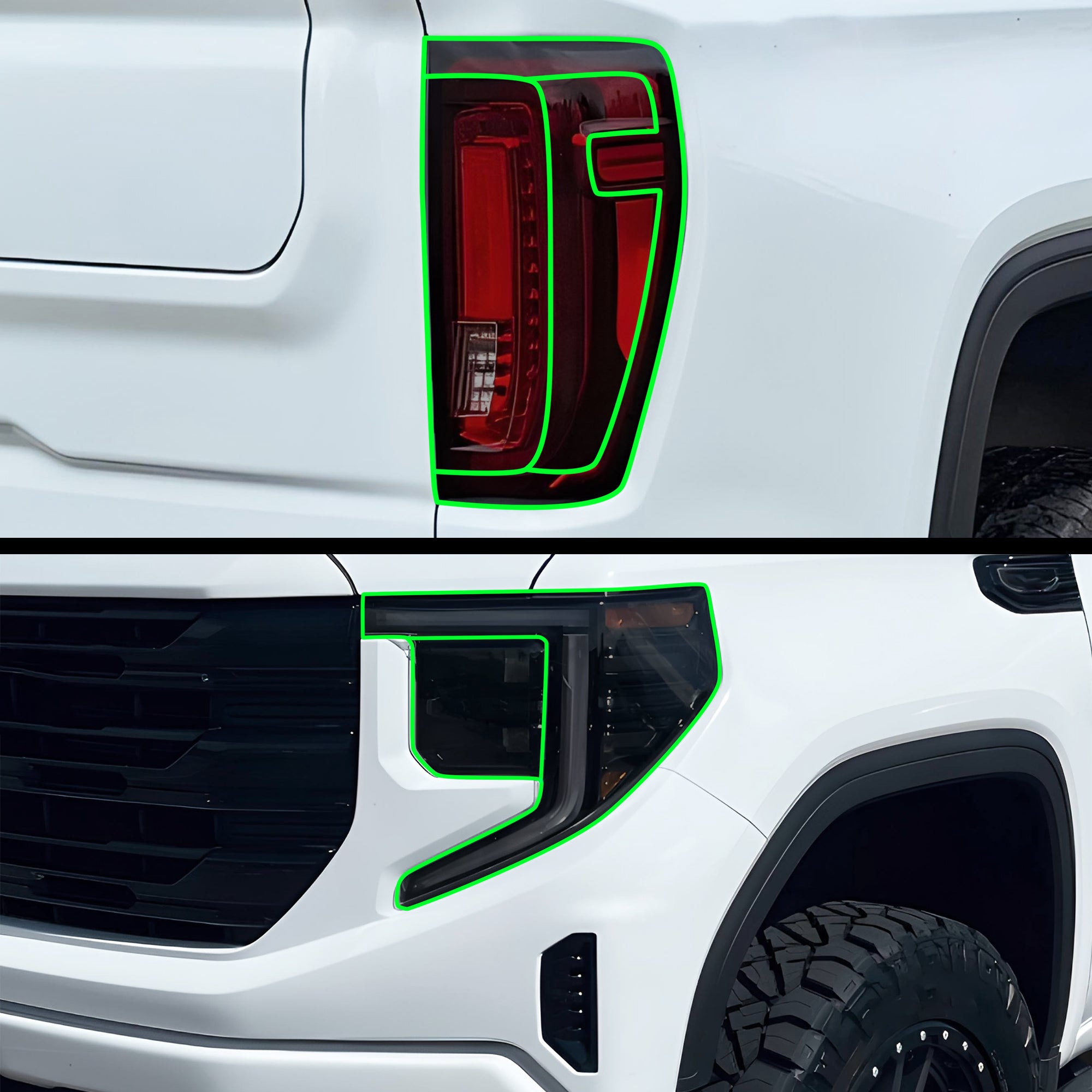 Full Headlight Taillight Precut Smoked PPF Tint Kit Film Overlay Fits GMC Sierra 2022 - 2025 - Bogar Tech Designs