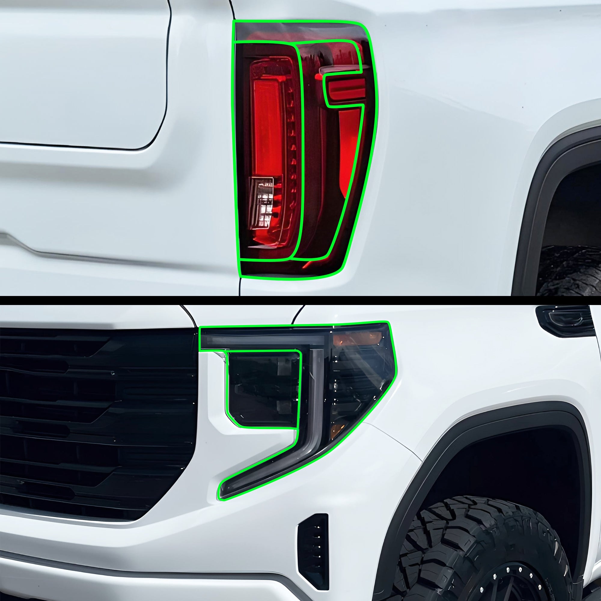 Full Headlight Taillight Precut Smoked PPF Tint Kit Film Overlay Fits GMC Sierra 2022 - 2025 - Bogar Tech Designs