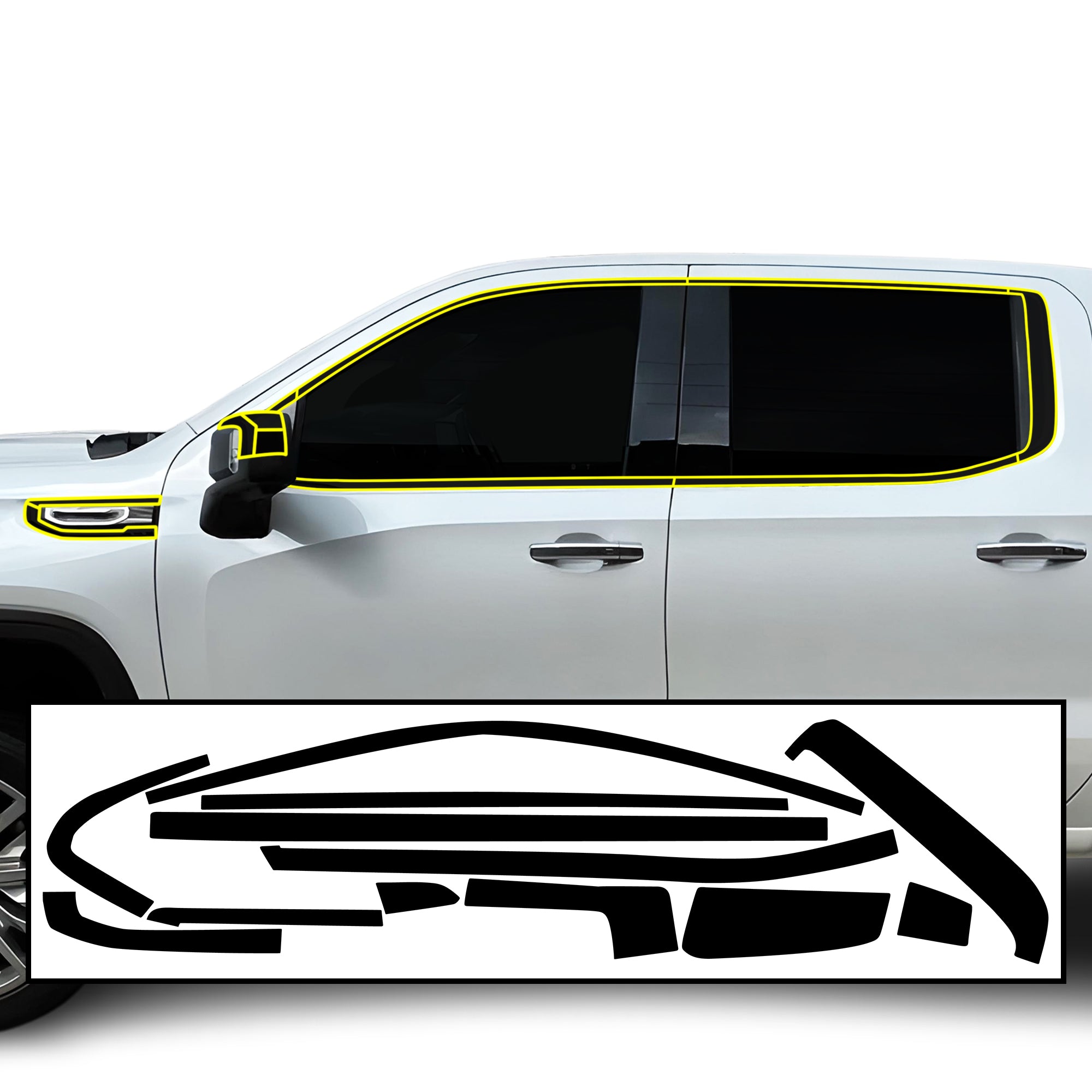 Vinyl Chrome Delete Blackout Decal Stickers Overlay Film Fits GMC Sierra 1500 2022 - 2025 - Bogar Tech Designs