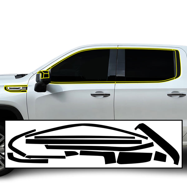 GMC Sierra 1500 2022-2026 Blackout Chrome Delete Kit – Precut Gloss Black Vinyl Overlays